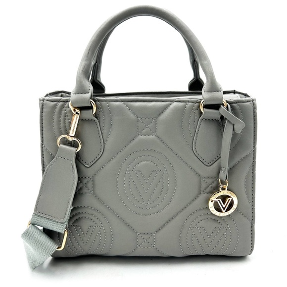 Valentino Orlandi Gray Quilted Satchel with Gold Accents *MINI*